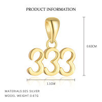 wholesale S925 Sterling Silver Women's Lucky Number Necklace, Fashionable And Versatile Pendant, Trendy Delicate Cross-border Choker-3-Yellow Gold/Single Pendant 925 Silver