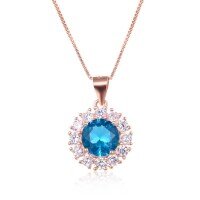 wholesale S925 Sterling Silver Dazzling Floral Pendant for Women, Minimalist Fully Set with Zirconia, Light Luxury Niche Design Necklace Christmas Gift-003614-Rose Gold [Pendant without Chain] 925 Silver
