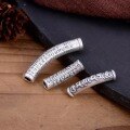wholesale 3D Hard Silver Retro Braided Rope Accessory S999 Pure Silver Ethnic Style Six-Character Mantra Heart Sutra Curved Tube DIY Pure Silver Fitting-0-0