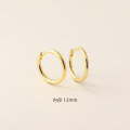 wholesale S925 Sterling Silver Minimalist Korean Plain Circle Round Ear Studs Light Surface Multiple Sizes Stackable Ear Hoops-0-18