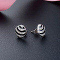 wholesale S925 Sterling Silver Minimalist Geometric Black and White Drip Enamel Zirconia Stud Earrings for Women, Korean Style Fashion Jewelry-0-2