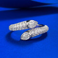 wholesale S925 Silver New Snake-shaped Full Diamond Open Ring for Women Luxury Full Diamond Cross-Border AliExpress Model-0-0