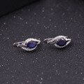 wholesale S925 Silver New Elegant Natural Amethyst Topaz Sapphire Earrings Exquisite Vintage Color Gemstone Earrings-0-1