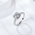 wholesale Sterling Silver Moissanite Women's Ring 3 Carat D Color Luxury Wedding Ring Square Halo Engagement Wedding Band-0-1