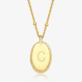 wholesale S925 Sterling Silver Women's English Letter Pendant Necklace, Minimalist Smooth Oval Collarbone Chain for Cross-Border-0-7
