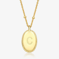 wholesale S925 Sterling Silver Women's English Letter Pendant Necklace, Minimalist Smooth Oval Collarbone Chain for Cross-Border-Letter C>925 silver