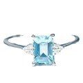 wholesale S925 Sterling Silver Square Ring for Women, Small and Unique Design Blue Aquamarine Index Finger Ring, Fashionable and Light Luxury Openable Ring-0-4
