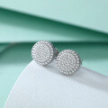 wholesale 925 Sterling Silver Full CZ Round Stud Earrings for Women, Niche and High-End Cross-Border New Product-0-1