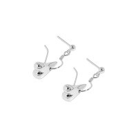 wholesale S925 Sterling Silver Korean Version Ins Small Design Minimalist Versatile Beaded Heart Smooth Texture Earrings for Women-Silver [with sterling silver ear plugs]  925 silver