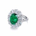 wholesale Silver-plated 18K gold artificial cultivated 5-carat emerald ring, synthetic colored gemstone women's ring-0-4