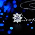 S925 Sterling Silver Cross-Border Moissanite Necklace, 1ct Four-Prong Choker-0-1