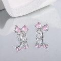 wholesale S925 Sterling Silver Zirconium Bow Stud Earrings for Women, Fashionable and Versatile Small Cute Lovely Summer Earrings-0-2