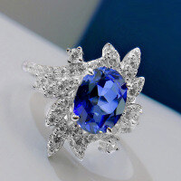 wholesale 925 silver new jewelry oval 7*9 snowflake-cut synthetic sapphire ring fashion band-R211 Blue>No. 9