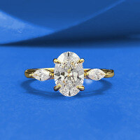 wholesale Gold-Plated 925 Silver 6*9mm Oval Petite Three-Stone Ring, Ethereal and Elegant, Live Stream Cross-Border Model-R1471 Gold No. 8