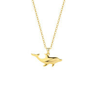 wholesale S925 Sterling Silver Distant Zen Minimalist Dolphin Necklace For Women,。-A3431-Gold 925 Silver