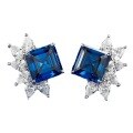 wholesale S925 Silver European and American New Style 8*8mm Royal Blue High Carbon Diamond Small and Versatile Daily Live Streaming Best Seller-0-4