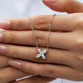 Sterling Silver Pendant with 1-Carat Moissanite, Four-Leaf Clover Necklace for Women-0-2