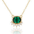 wholesale 925 Silver Light Luxury Vintage High-end Green Zircon Necklace for Women, Cross-border Exclusive Accessory-0-5