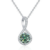 S925 Silver Moissanite Infinity Pendant Necklace-2-carat green moissanite