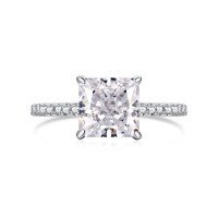 wholesale S925 Sterling Silver Women's 8A High-Carbon Square Zircon Four-Prong Ice Flower Cut Light Luxury Fashion Closed Ring-DY120708-SW-WH 8