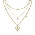 Metal French Three-Layer Long Layered Necklace for Women, Summer Minimalist Ins Style Fade-Resistant Luxury Niche-0-12