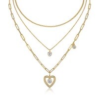 Metal French Three-Layer Long Layered Necklace for Women, Summer Minimalist Ins Style Fade-Resistant Luxury Niche-P15050 Mozambique 1ct + 1ct + 50 minutes