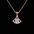 Sterling Silver Small Skirt Necklace with Blue and Purple Moissanite Fan Pendant-0-5
