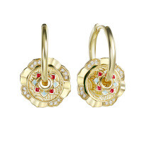 wholesale 925 Sterling Silver Summer High-End Detachable Enamel Vintage Mid-Century Style Earrings, New Chinese Style Women's Earrings Wholesale-Earrings (three detachable pieces)  925 silver