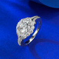 wholesale S925 Silver New Style Lace Halo Classic 2-Carat Round Diamond Ring, Luxurious and Fashionable for Daily Elegant Temperament-0-2