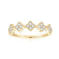 S925 Sterling Silver Moissanite Four-Leaf Clover Half-Ring for Women-0-3