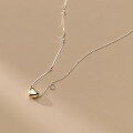 wholesale S925 Sterling Silver Minimalist Smooth Heart Ballpoint Snake Chain Beaded Necklace Y01070-0-2