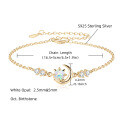 Sterling Silver Bracelet with Round Emerald-Like Gemstone, Vintage Style Clearance with Free Shipping-0-18