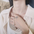 wholesale S925 Sterling Silver Zircon Inlaid Pig Nose Round Ball Tassel Necklace, Ins Fresh Daily Korean Style Versatile Collarbone Chain-0-3