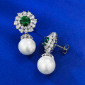 wholesale Metal: 925 Silver, New Style 12mm Artificial Cultured Pearl Earrings, Fashionable and Popular on TikTok-0-3