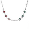 wholesale S925 Sterling Silver Korean-style Drip Glaze Colored Enamel Creative Niche Design Color-Block Star Leaf Flower Necklace-0-4