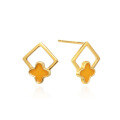 wholesale S925 Sterling Gold-Plated European and American Diamond Four-Leaf Clover Stud Earrings for Women, Luxury Minimalist Niche Jewelery Live Streaming Source-0-4