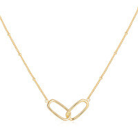 wholesale S925 Sterling Silver Double Ring Necklace, Women's Minimalist Ins Style Bead Chain Collar-Gold 925 silver
