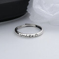 wholesale S925 Sterling Silver Minimalist English Letter Smile Ring, Niche Ins Korean-Japanese Style Versatile Index Finger Ring for Women-0-1