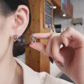wholesale S925 Sterling Silver Vintage Ethnic-style Exquisite Bow with Southern Red Hong Kong-style Earrings for Women-0-3