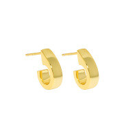 wholesale S925 Sterling Silver Korean Version INS Minimalist Design Versatile C-Shaped Polished Heavy Textured Stud Earrings for Women-18K gold [with sterling silver ear plugs]  925 silver