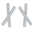 wholesale 925 silver gold-plated cross X-shaped minimalist ins-style earrings with full moissanite inlays-0-4