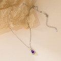 wholesale S925 Silver Fresh and Sweet Ins Style Niche Designed Diamond-Inlaid Amethyst Gourd Necklace Y02151-0-4
