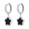 wholesale 925 Sterling Silver Black Agate Five-Leaf Clover Flower Earrings and Necklace Set, High-End Fashion Ins Cross-Border Jewelry Set-0-4