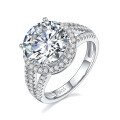 wholesale Platinum 5-carat round moissanite luxury classic halo ring for wealthy women's gatherings-0-4
