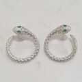 wholesale S925 Sterling Silver Cross-Border Hot-Selling Serpent Series Zircon Inlaid Earrings with Green Nano Eyes Niche Design-0-7