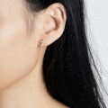 Sterling Silver Geometric Cross Moissanite Stud Earrings, Exquisite Craftsmanship for Export-0-3