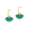 wholesale S925 Sterling Silver New Sweet and Elegant Geometric Fan-shaped Malachite Earrings with Color Separation Electroplating for Women Wholesale-0-5