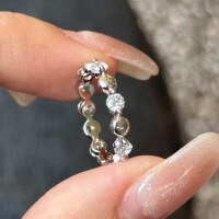 wholesale S925 Sterling Silver Round Bezel Set Diamond Ring Minimalist Xiaohongshu Ring Stackable Jewelry-R915 Platinum No. 5