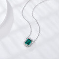 wholesale 925 Silver Cloud Tong Jewelry Small Octagon Cultivated Emerald with Baguette Zirconia Border, a Gift for Commemorative Purposes-0-2