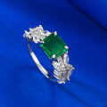 wholesale S925 Metal New 7*7mm Simulated Emerald Ring Simple Style for AliExpress-0-2